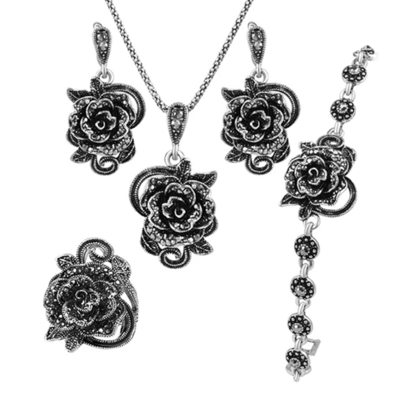 Turkish Vintage Style Jewelry Set forWomen,NEW,4Pcs,Size,8,9,WeddingHandmadeGift - Picture 2 of 8